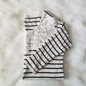 Motherhood Maternity Striped 3/4 Sleeve w/Lace